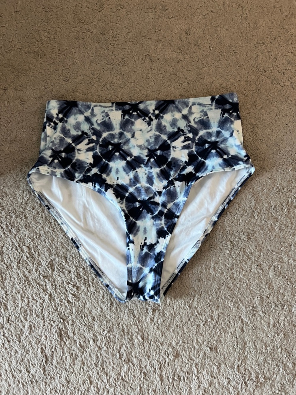 Old Navy Blue White Tie-Dye High-Waist Bikini Bottoms
